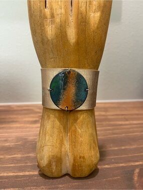 Genuine Wrap Bracelet $118 Leather Cuff LeighElena USA 7 3/4" Copper Enamel Char